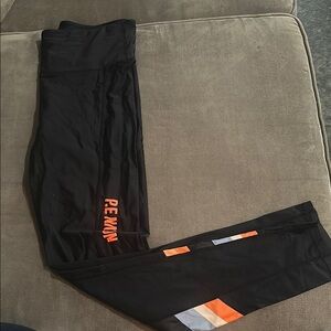 PE Nation Black Leggings with Orange Accents